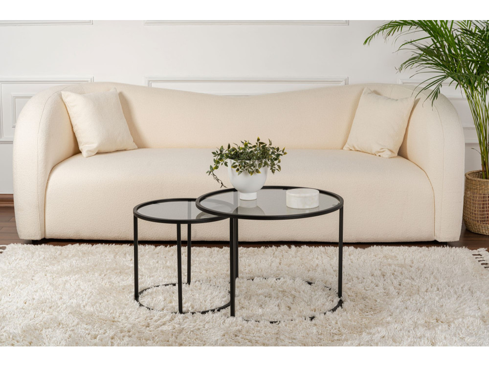 2er-Set Couchtische aus Metall "Aurum" - 60 x 60 x 43 cm - Schwarz Grau