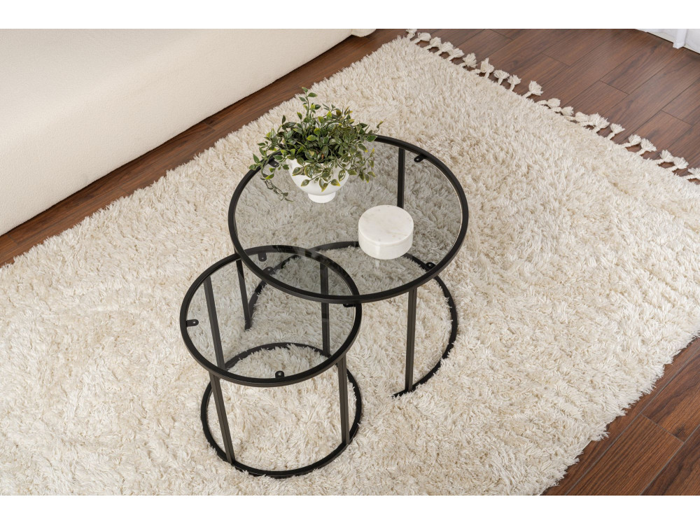 2er-Set Couchtische aus Metall "Aurum" - 60 x 60 x 43 cm - Schwarz Grau
