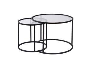 2er-Set Couchtische aus Metall "Aurum" - 60 x 60 x 43 cm - Schwarz Transparent