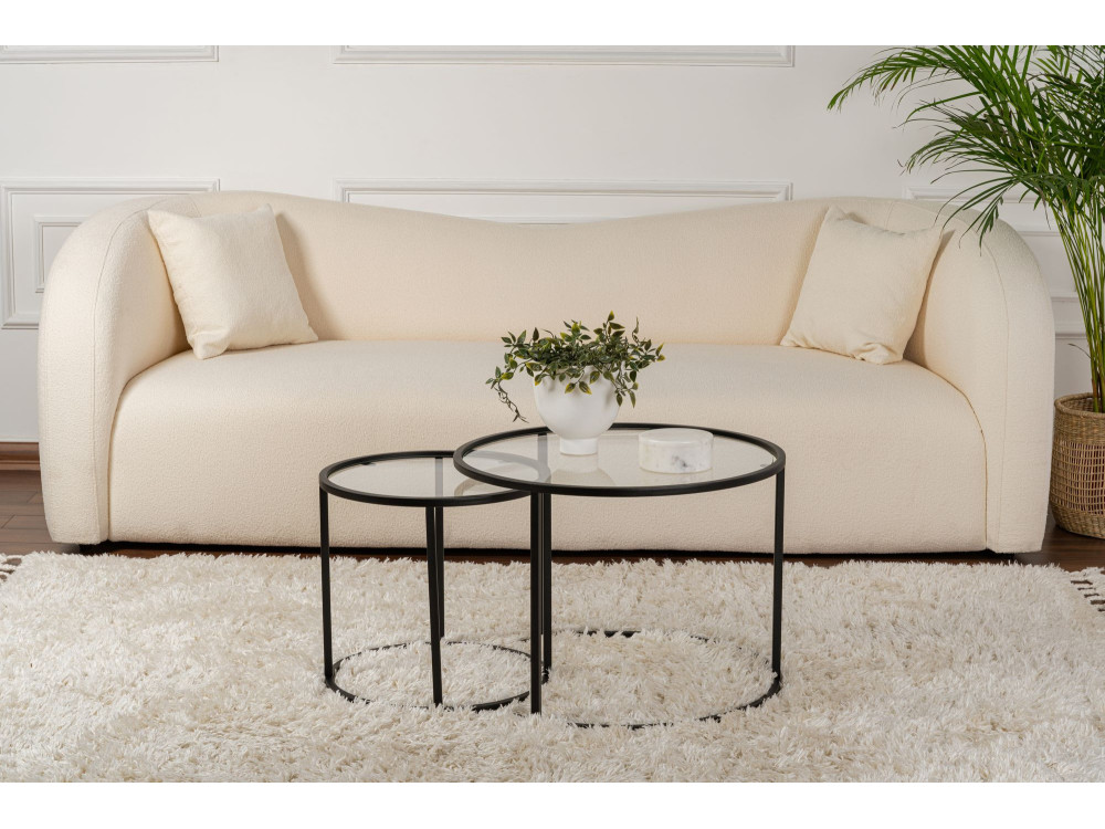 2er-Set Couchtische aus Metall "Aurum" - 60 x 60 x 43 cm - Schwarz Transparent