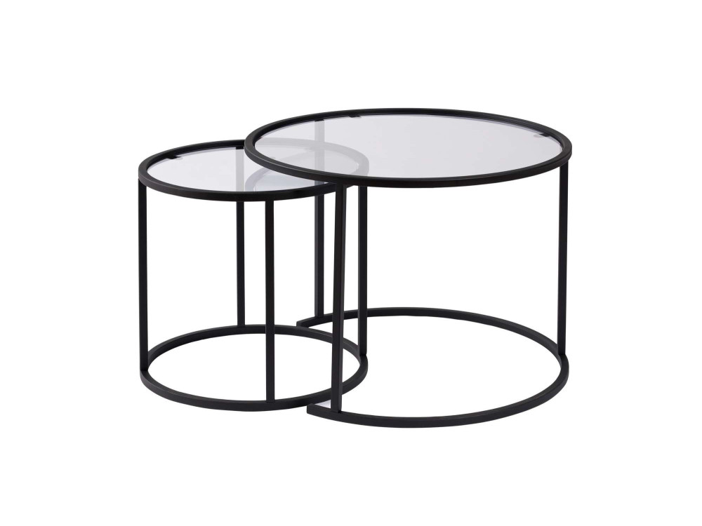 2er-Set Couchtische aus Metall "Aurum" - 60 x 60 x 43 cm - Schwarz Transparent