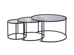 3er-Set Couchtische aus Metall "Aurum" - 80 x 80 x 43 cm - Schwarz Grau