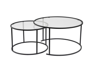 2er-Set Couchtische aus Metall "Aurum" - 80 x 80 x 43 cm - Schwarz Transparent