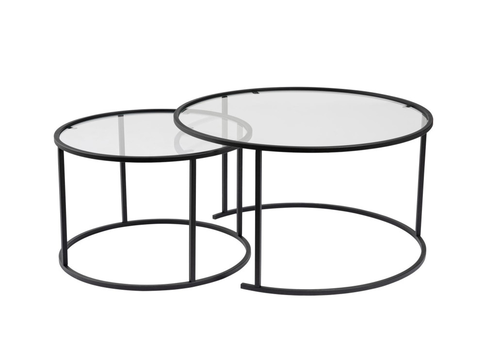 2er-Set Couchtische aus Metall "Aurum" - 80 x 80 x 43 cm - Schwarz Transparent