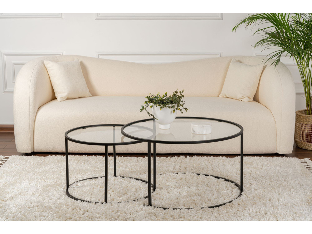 2er-Set Couchtische aus Metall "Aurum" - 80 x 80 x 43 cm - Schwarz Transparent