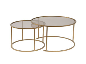 2er-Set Couchtische aus Metall "Aurum" - 80 x 80 x 43 cm - Bronze Gold