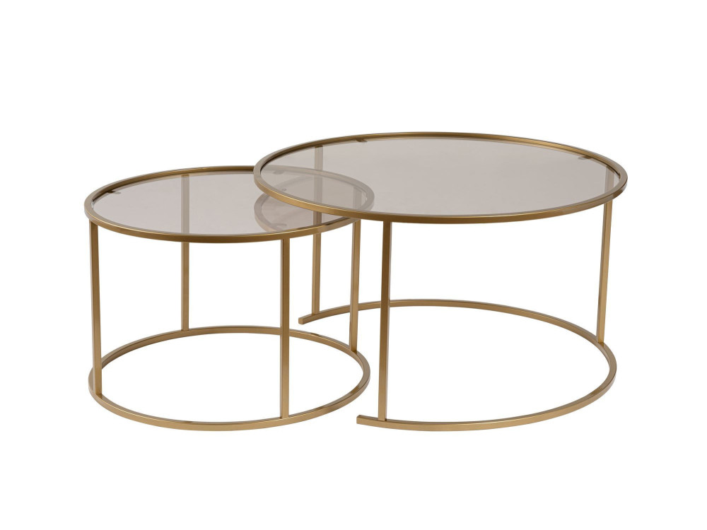 2er-Set Couchtische aus Metall "Aurum" - 80 x 80 x 43 cm - Bronze Gold