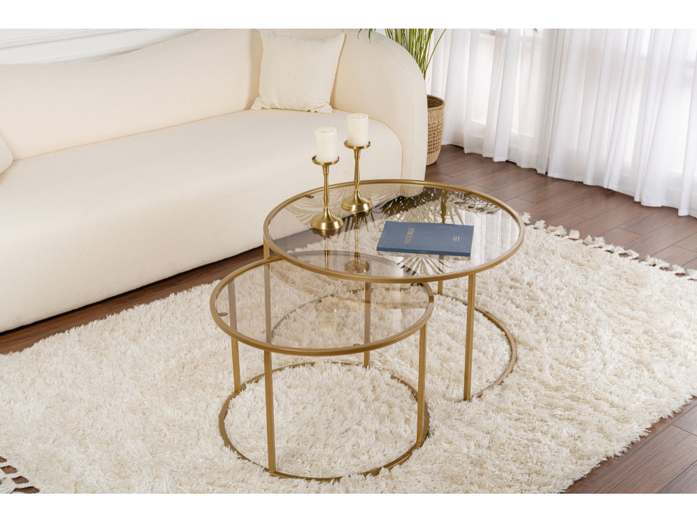 2er-Set Couchtische aus Metall "Aurum" - 80 x 80 x 43 cm - Bronze Gold