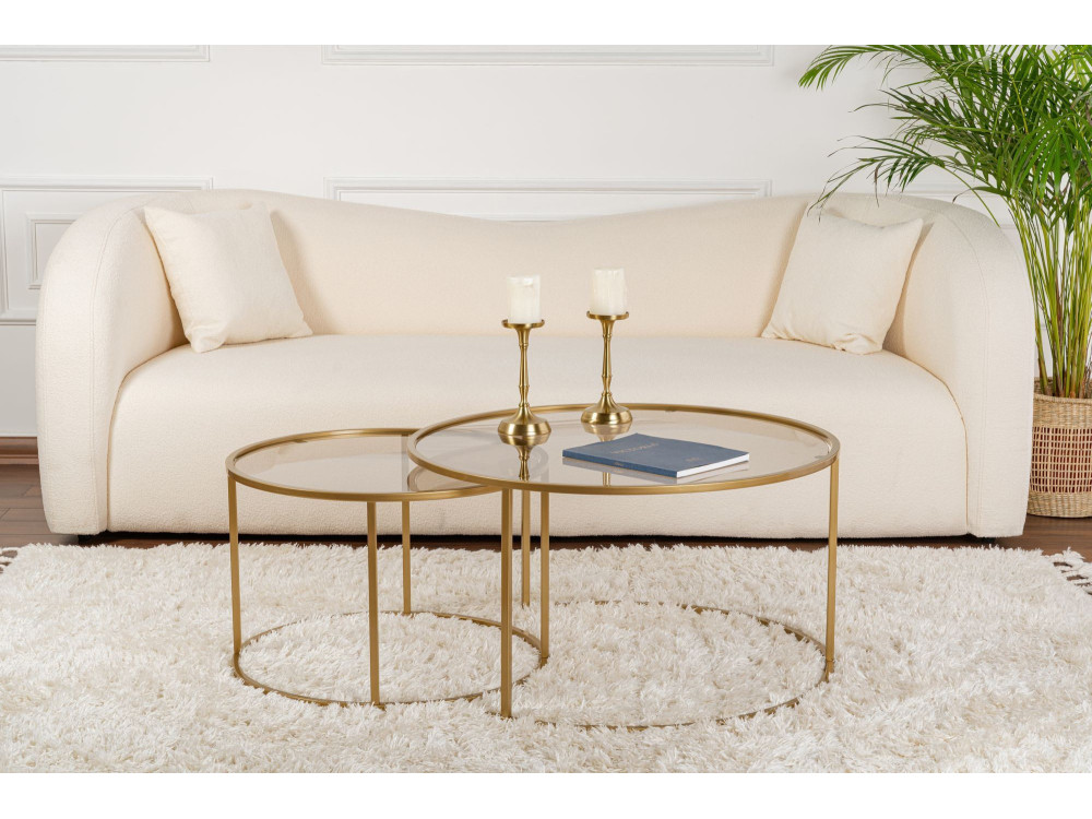 2er-Set Couchtische aus Metall "Aurum" - 80 x 80 x 43 cm - Bronze Gold