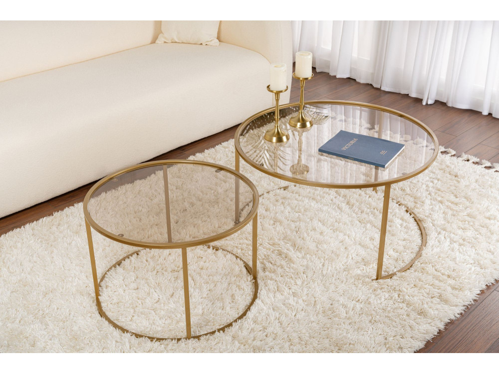 2er-Set Couchtische aus Metall "Aurum" - 80 x 80 x 43 cm - Bronze Gold