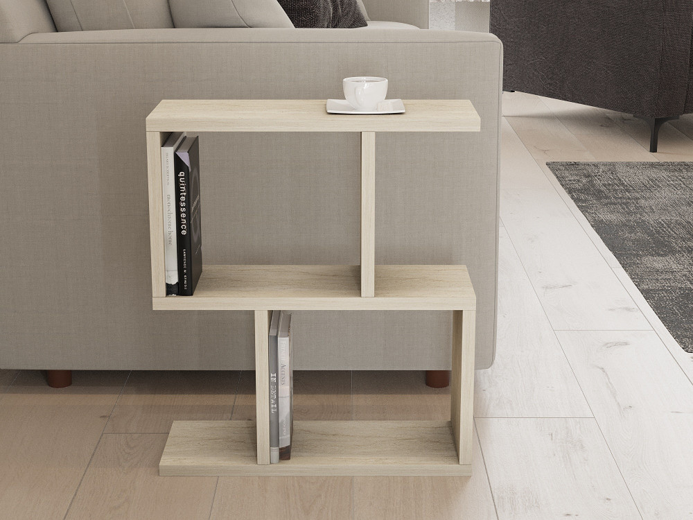 Beistelltisch „Zet“ aus Holz – 45 x 17 x 51 cm – Travertin