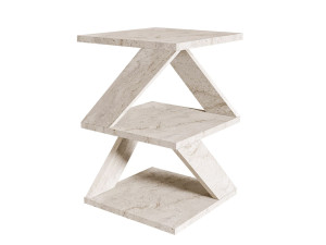 Beistelltisch „Albeni“ aus Holz – 29 x 29 x 54 cm – Travertin