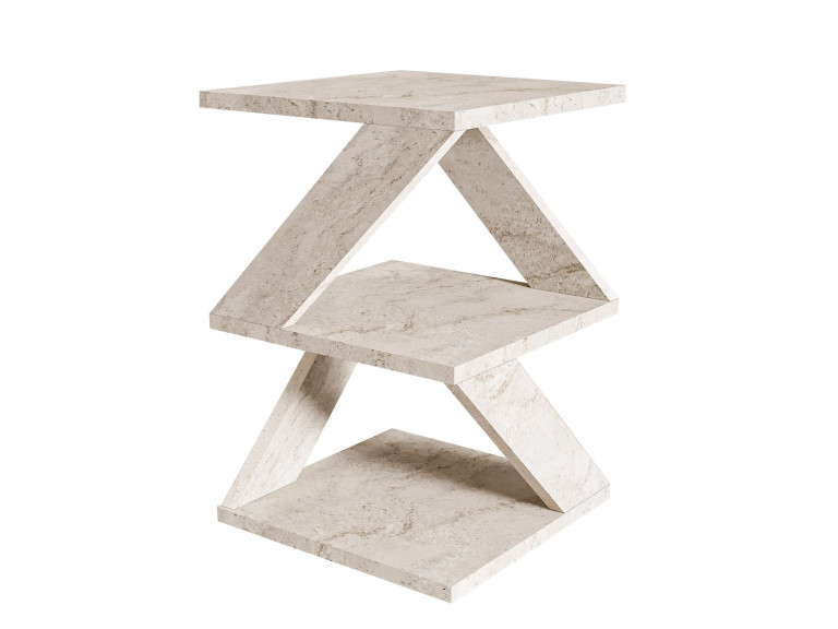 Beistelltisch „Albeni“ aus Holz – 29 x 29 x 54 cm – Travertin