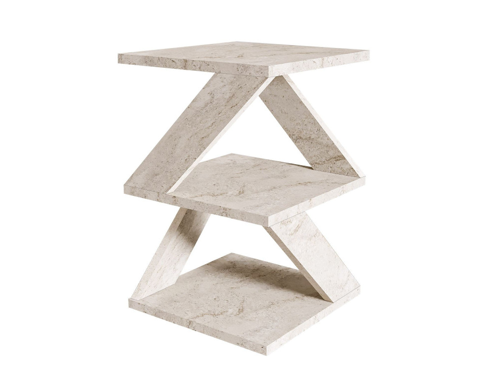 Beistelltisch „Albeni“ aus Holz – 29 x 29 x 54 cm – Travertin