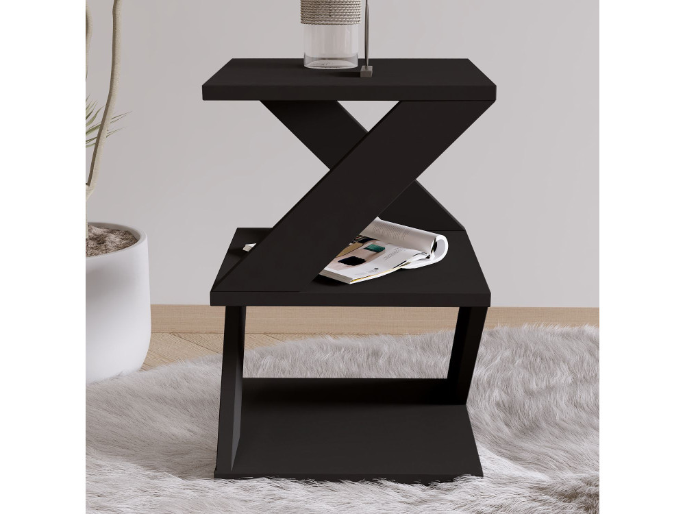 Beistelltisch aus Holz "Albeni" - 29 x 29 x 54 cm - Schwarz
