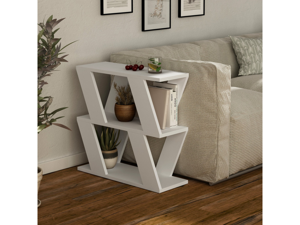 Beistelltisch aus Holz "Lazena" - 60 x 22 x 57 cm - Weiß