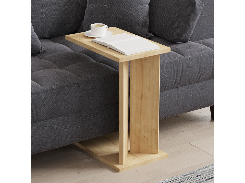 Beistelltisch aus Holz "Lun" - 25 x 50 x 48 cm - Beige