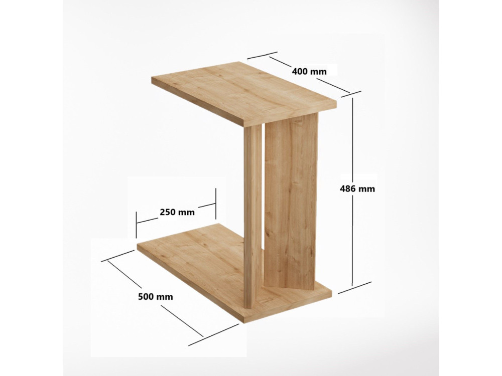 Beistelltisch aus Holz "Lun" - 25 x 50 x 48 cm - Beige