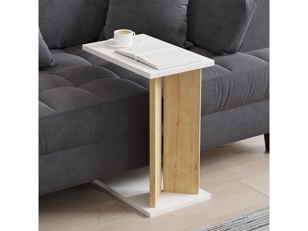 Beistelltisch aus Holz "Lun" - 25 x 50 x 48 cm - Beige