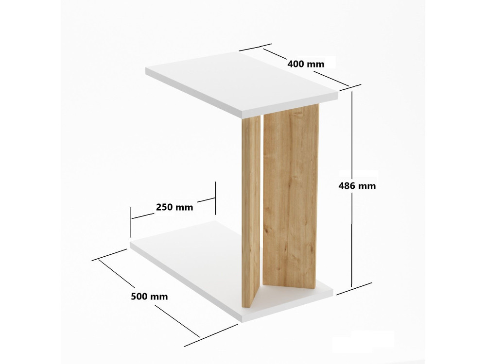 Beistelltisch aus Holz "Lun" - 25 x 50 x 48 cm - Beige