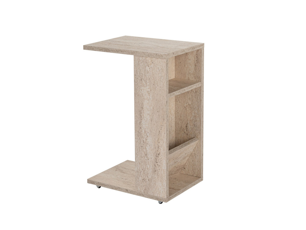 Beistelltisch aus Holz "Filinta" - 30 x 40 x 63 cm - Travertin