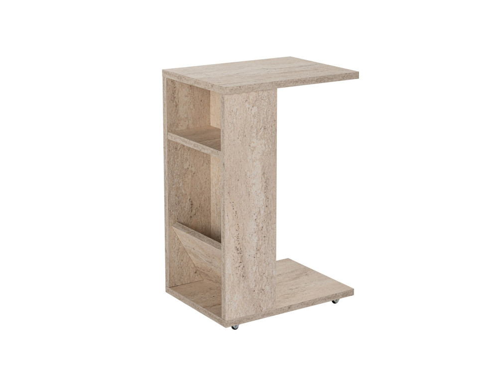 Beistelltisch aus Holz "Filinta" - 30 x 40 x 63 cm - Travertin
