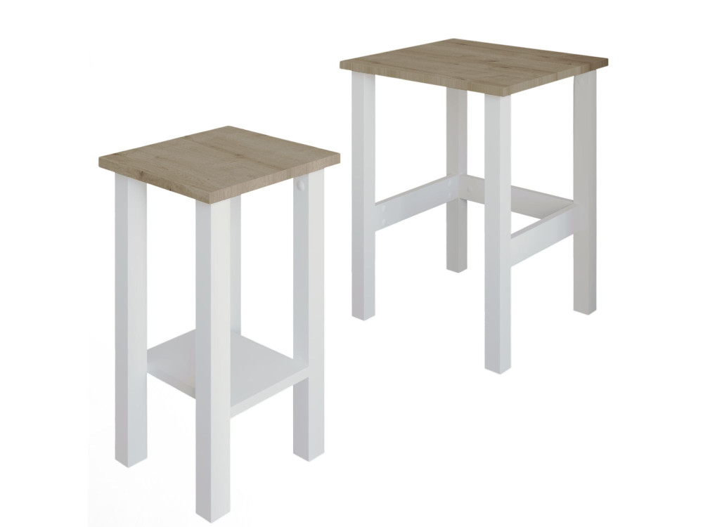 Satz von 2 Beistelltischen aus Holz "Gina 2" - 45 x 45 x 60 cm - Beige