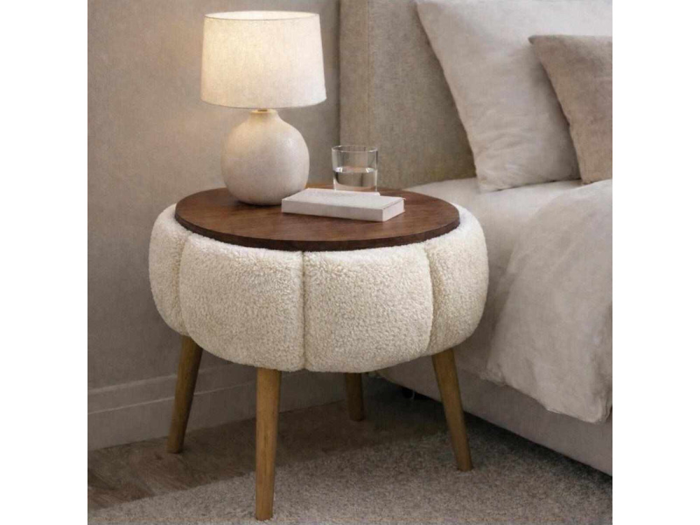 Beistelltisch aus Holz "Papatya" - 45 x 45 x 44 cm - Creme