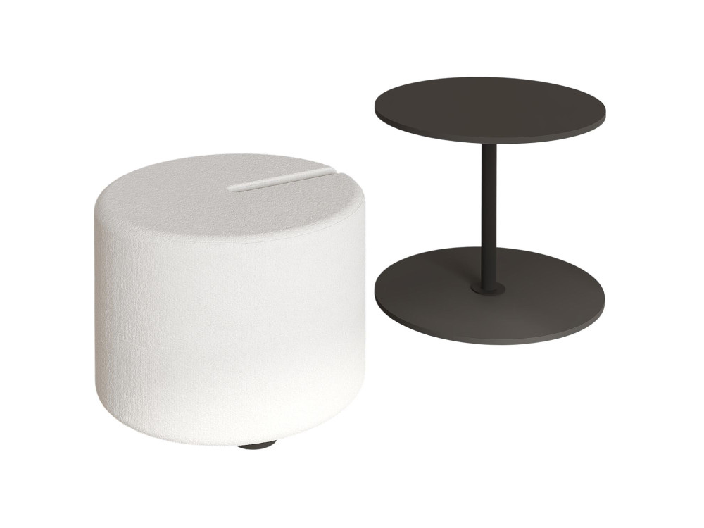 Beistelltisch mit Hocker aus Holz "Vexana" - 43 x 43 x 47 cm - Anthrazitgrau
