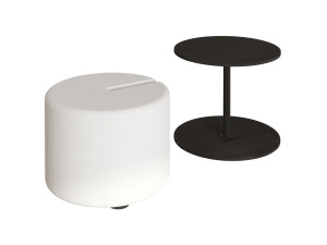 Beistelltisch mit Hocker aus Holz "Vexana" - 43 x 43 x 47 cm - Schwarz