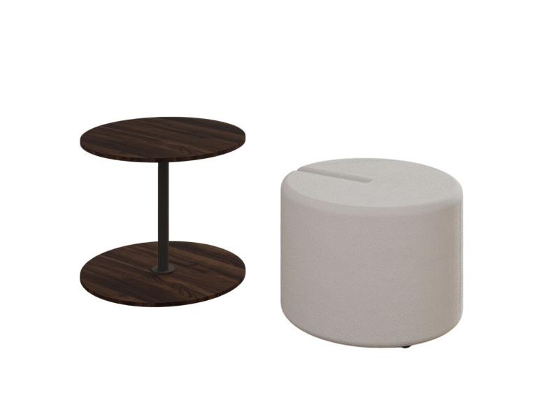 Beistelltisch mit Hocker aus Holz "Vexana" - 43 x 43 x 47 cm - Braun