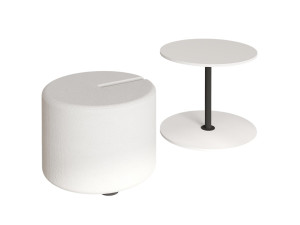 Beistelltisch mit Hocker aus Holz "Vexana" - 43 x 43 x 47 cm - Weiß