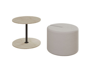 Beistelltisch mit Hocker aus Holz "Vexana" - 43 x 43 x 47 cm - Travertin