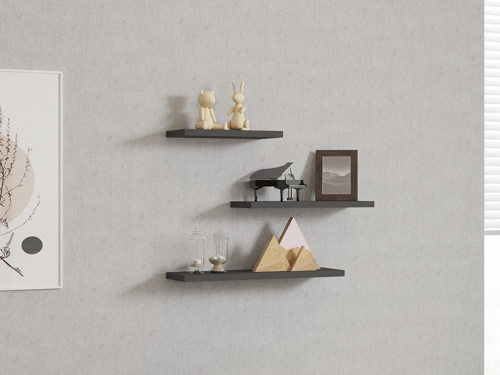 Wandregal aus Holz "Leila" - 50 x 2 x 14 cm - Anthrazitgrau