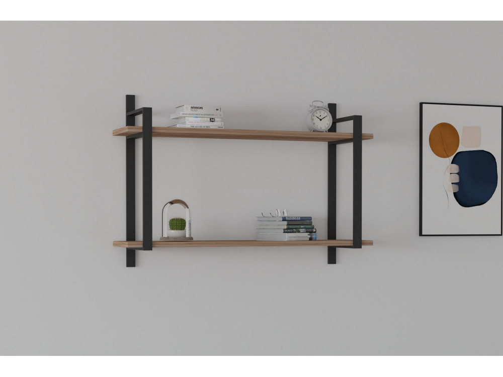 Wandregal aus Holz "Abat" - 90 x 22 x 60 cm - Walnussholz