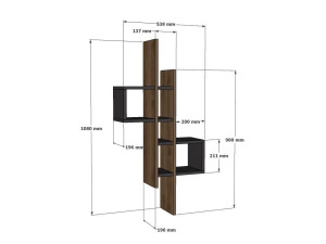 Wandregal aus Holz "Emse" - 53 x 19 x 108 cm - Eiche, Anthrazit