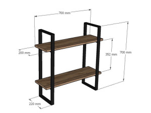 Wandregal aus Holz "Buba" - 70 x 22 x 70 cm - Braun