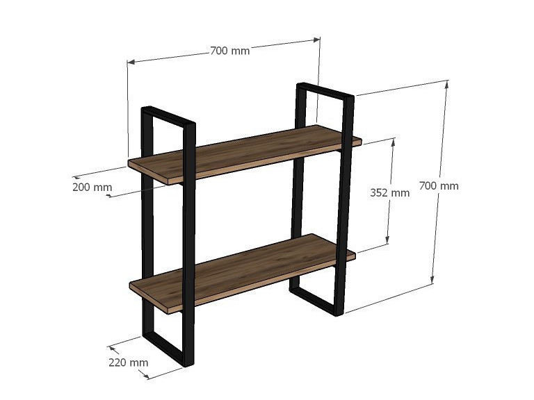 Wandregal aus Holz "Buba" - 70 x 22 x 70 cm - Braun