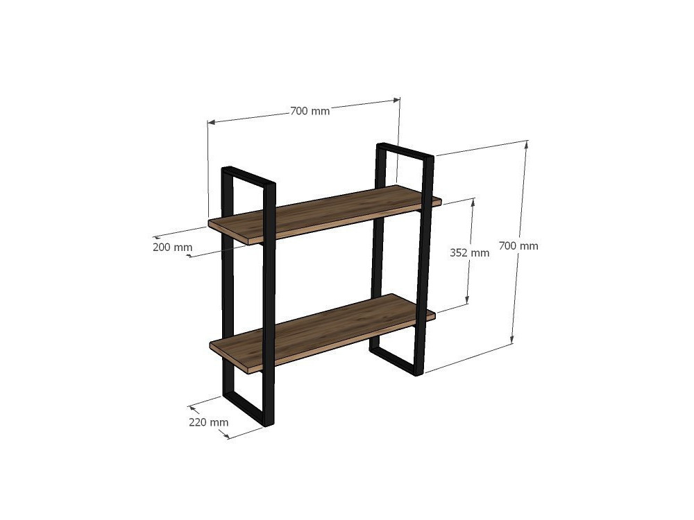 Wandregal aus Holz "Buba" - 70 x 22 x 70 cm - Braun
