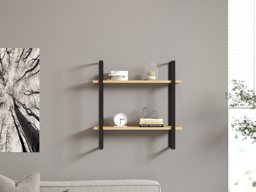 Wandregal aus Holz "Buba" - 70 x 22 x 70 cm - Braun