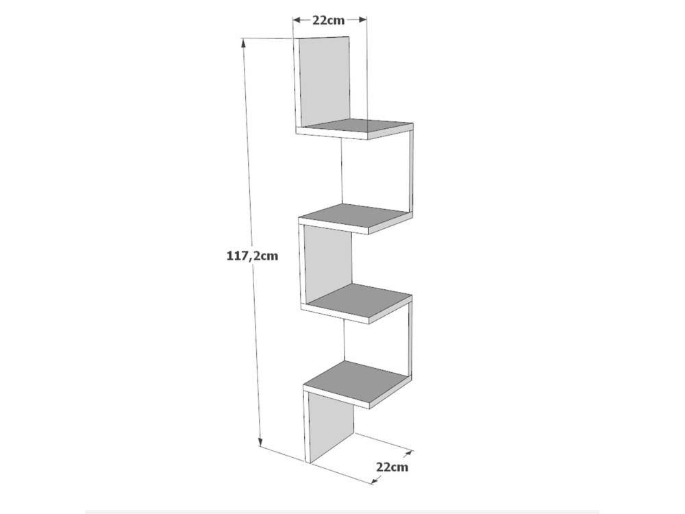 Wandregal aus Holz "WL9" - 22 x 22 x 117 cm - Weiß