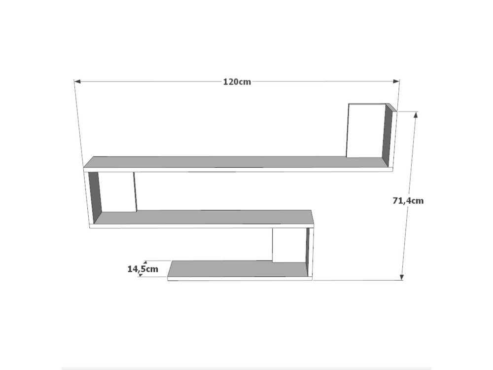 Wandregal aus Holz "WL10" - 120 x 14 x 71 cm - Weiß