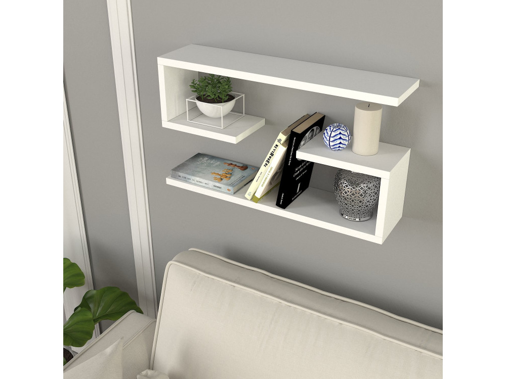 Wandregal aus Holz "Jenika" - 60 x 14 x 18 cm - Weiß