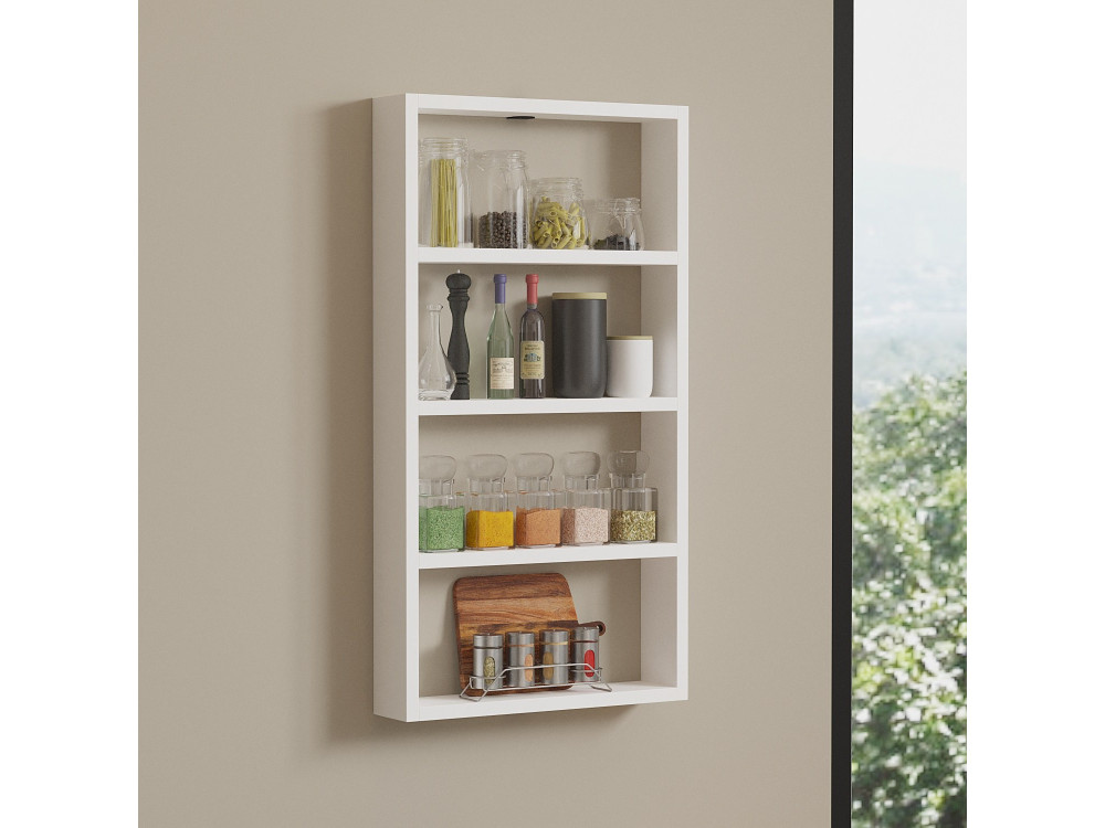 Wandregal aus Holz "Quatro" - 43 x 9 x 80 cm - Weiß