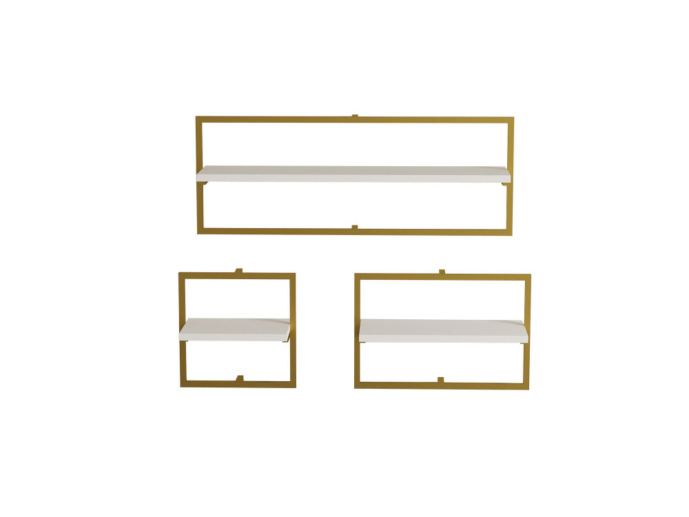 Wandregal aus Holz "Yeso" - 80 x 20 x 30 cm - Weiß, Gold