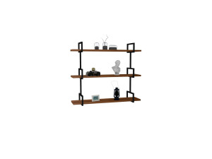 Wandregal aus Holz "Uras" - 87 x 22 x 76 cm - Walnussholz