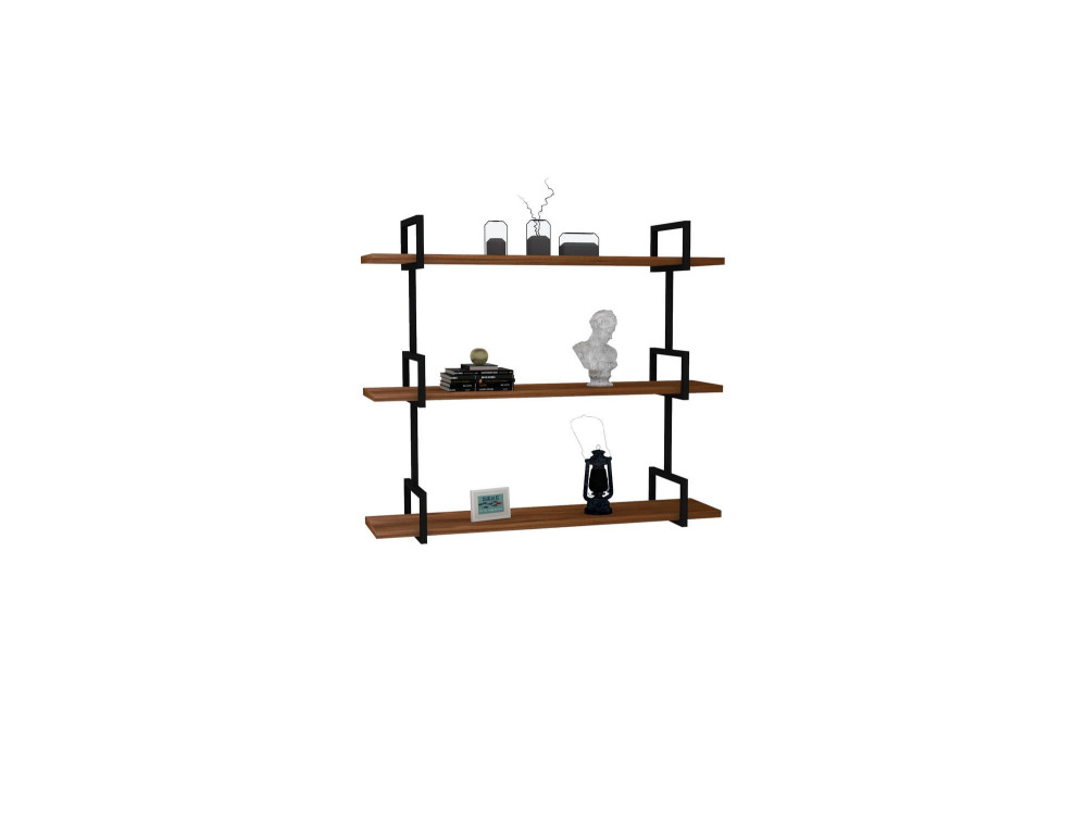 Wandregal aus Holz "Uras" - 87 x 22 x 76 cm - Walnussholz