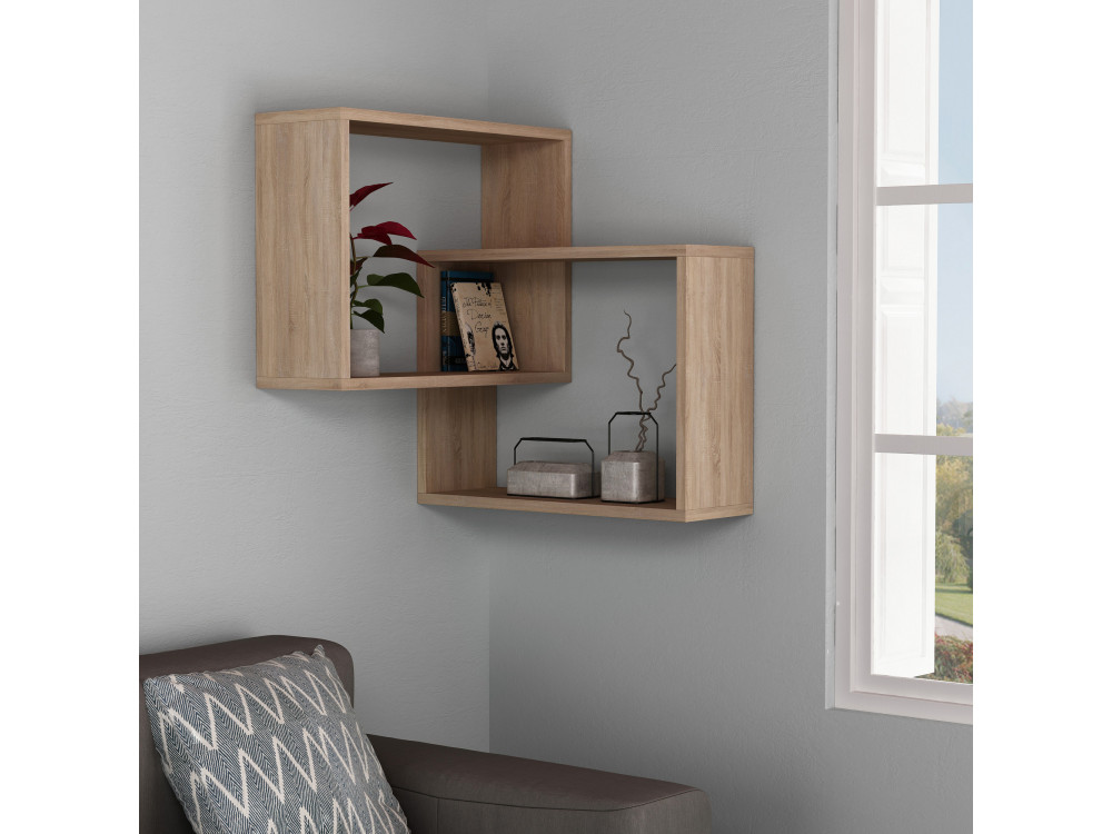 Wandregal aus Holz "Ring" - 68 x 60 x 68 cm - Sonoma Eiche