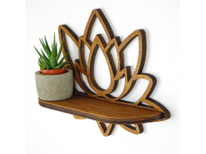 Wandregal aus Holz "Raf264" - 33 x 10 x 26 cm - Walnussholz