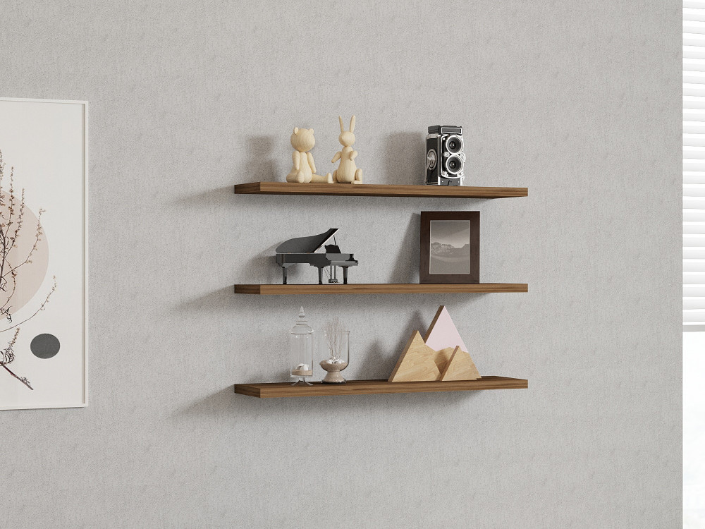 Wandregal aus Holz "Boss" - 60 x 1 x 14 cm - Walnussholz